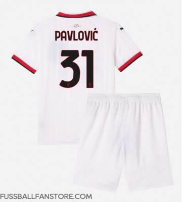 AC Milan Strahinja Pavlovic #31 Replik Auswärtstrikot Kinder 2024-25 Kurzarm (+ Kurze Hosen)